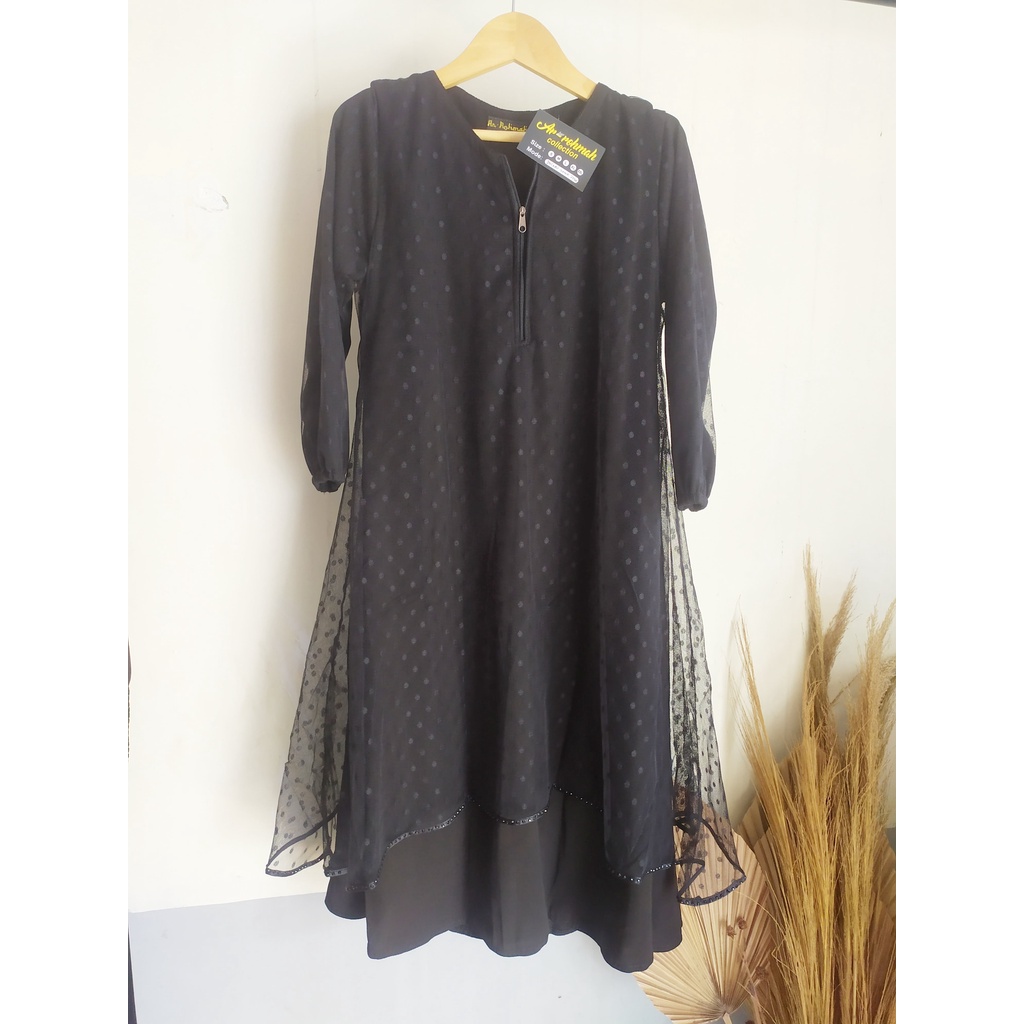 dress muslim anak perempuan hitam gamis abaya umur 8 tahun