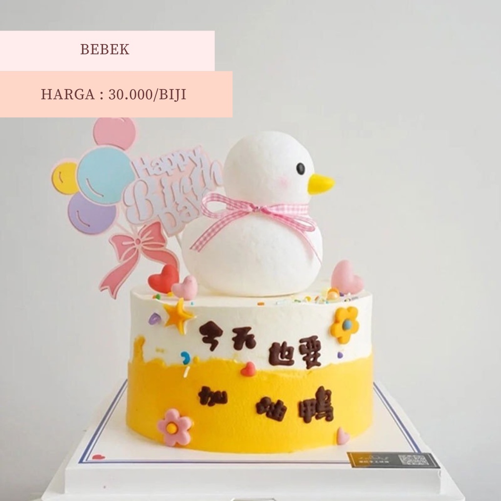 MINIATUR KUE TART BEBEK HIASAN CAKE ULTAH ULANG TAHUN CAKE DECORATION PAJANGAN BEBEK DONALD DUCK PINK BIRU ADA LED BISA MENYALA