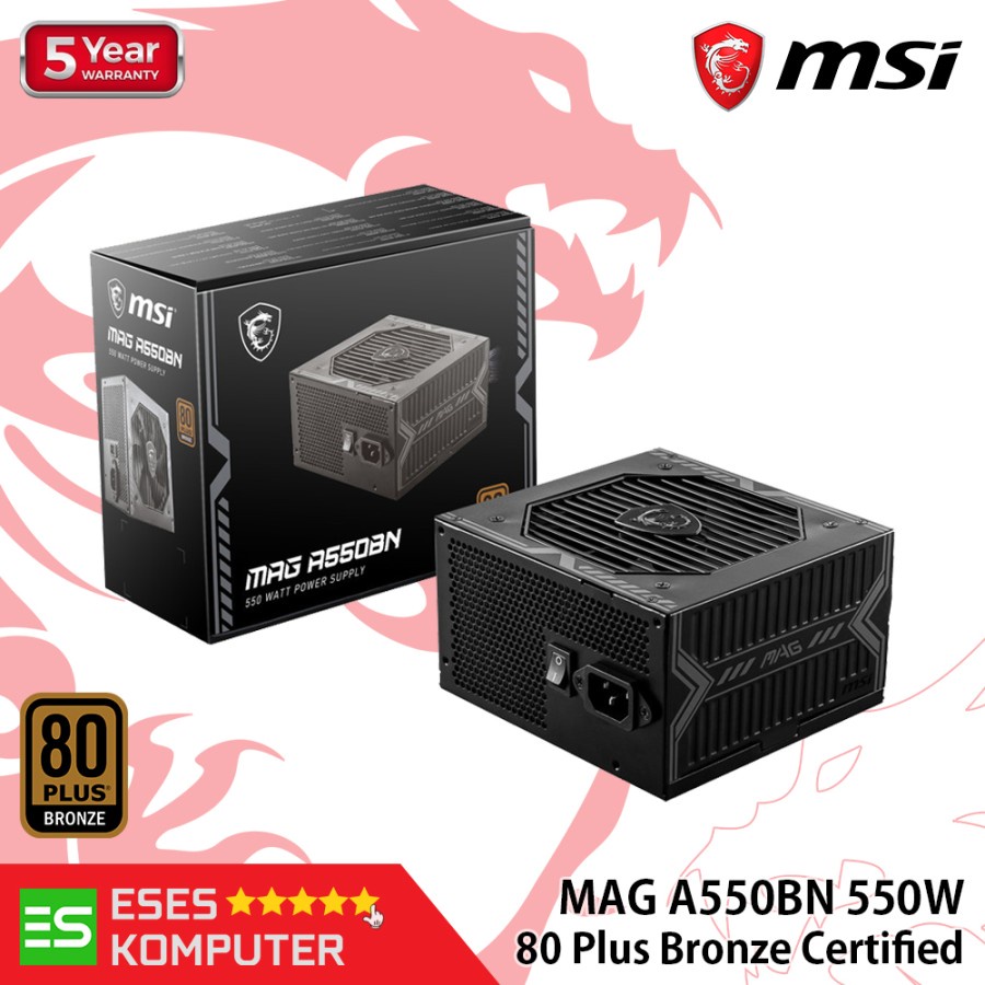 PSU MSI MAG A550BN 550W 80 Plus Bronze | Black Cables