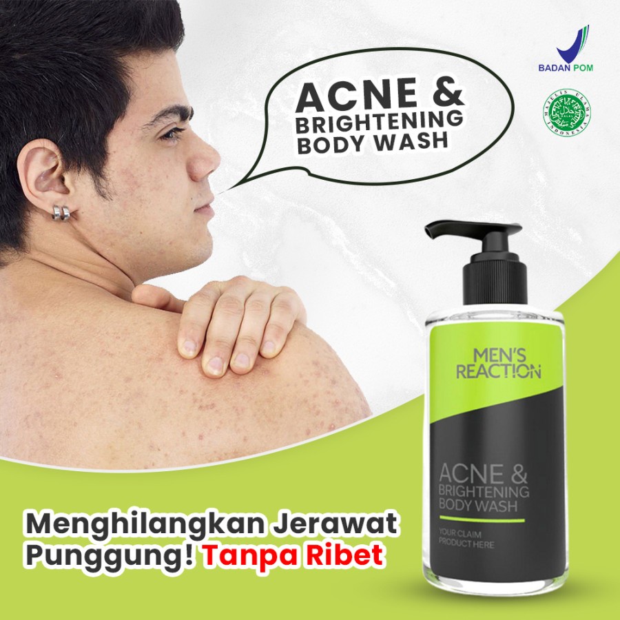 sabun mandi pembersih pencerah penghilang bau badan tubuh jerawat Mens Reaction Acne Brightening Body Wash Original BPOM