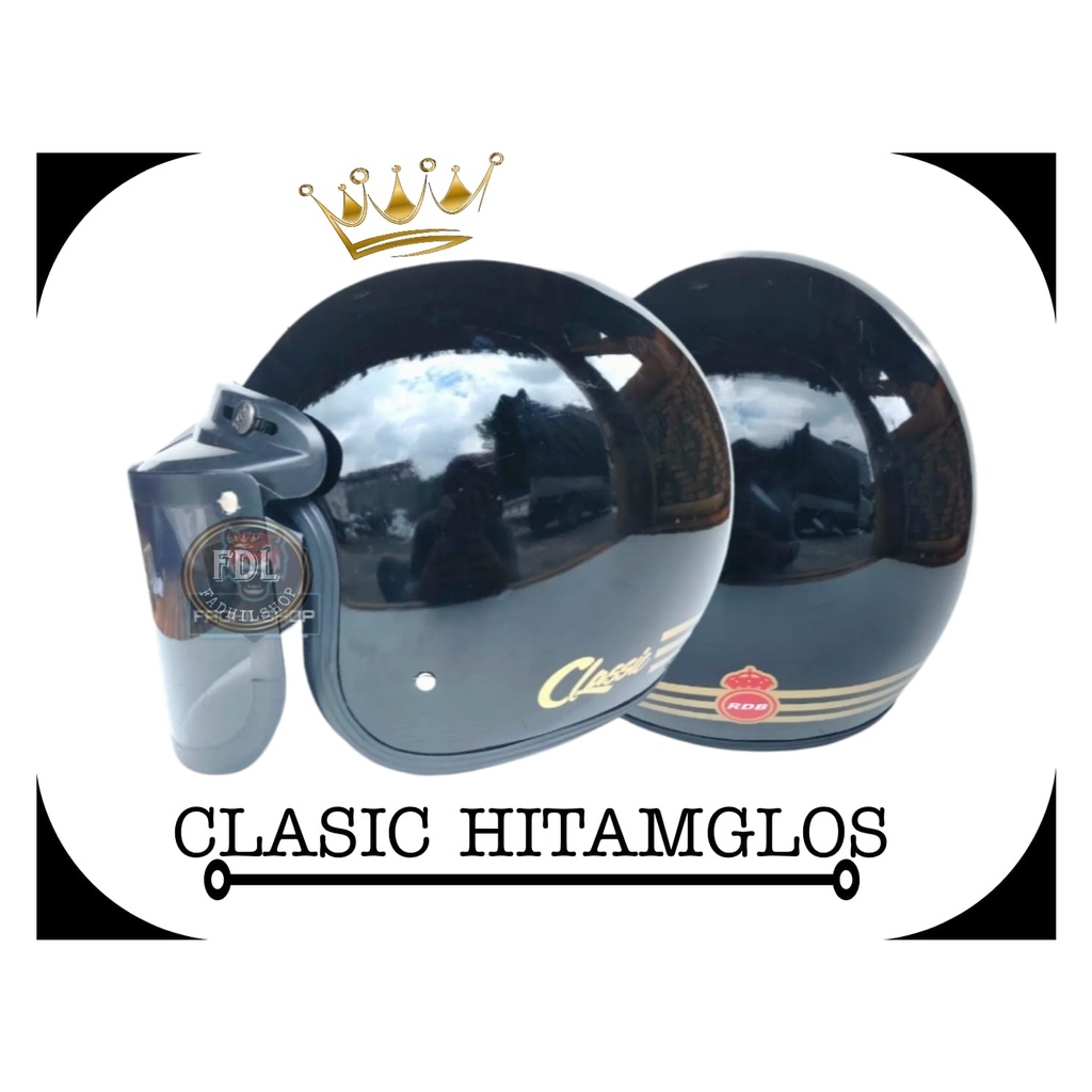 HELM BOGO GARIS CLASSIC sudah termasuk KACA DATAR free PACKING