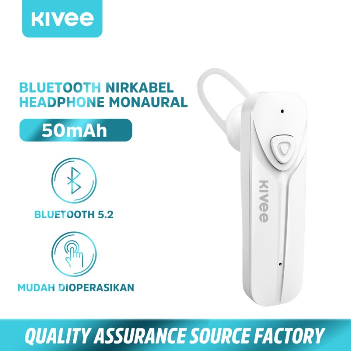 earphone wireless gaming Kivee single bluetooth 5.0 stylist TW32 - TW32 Pro White N7F7 KOREA earphon