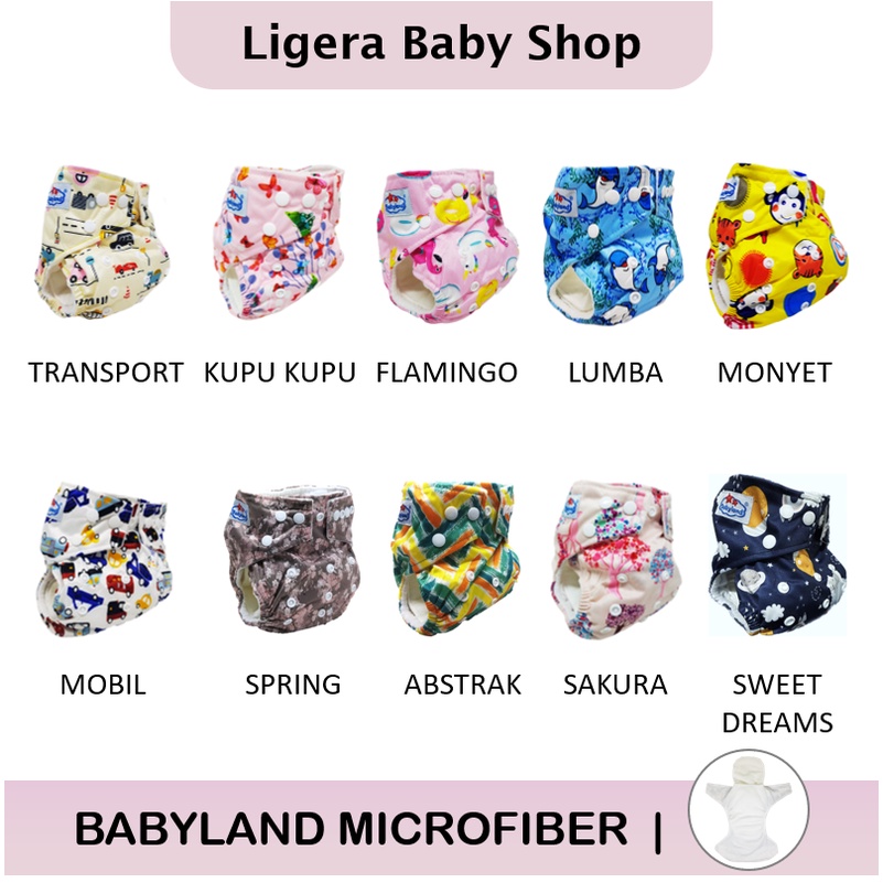 Popok Kain Clodi Kancing Babyland Original Microfiber - Pilih Motif E