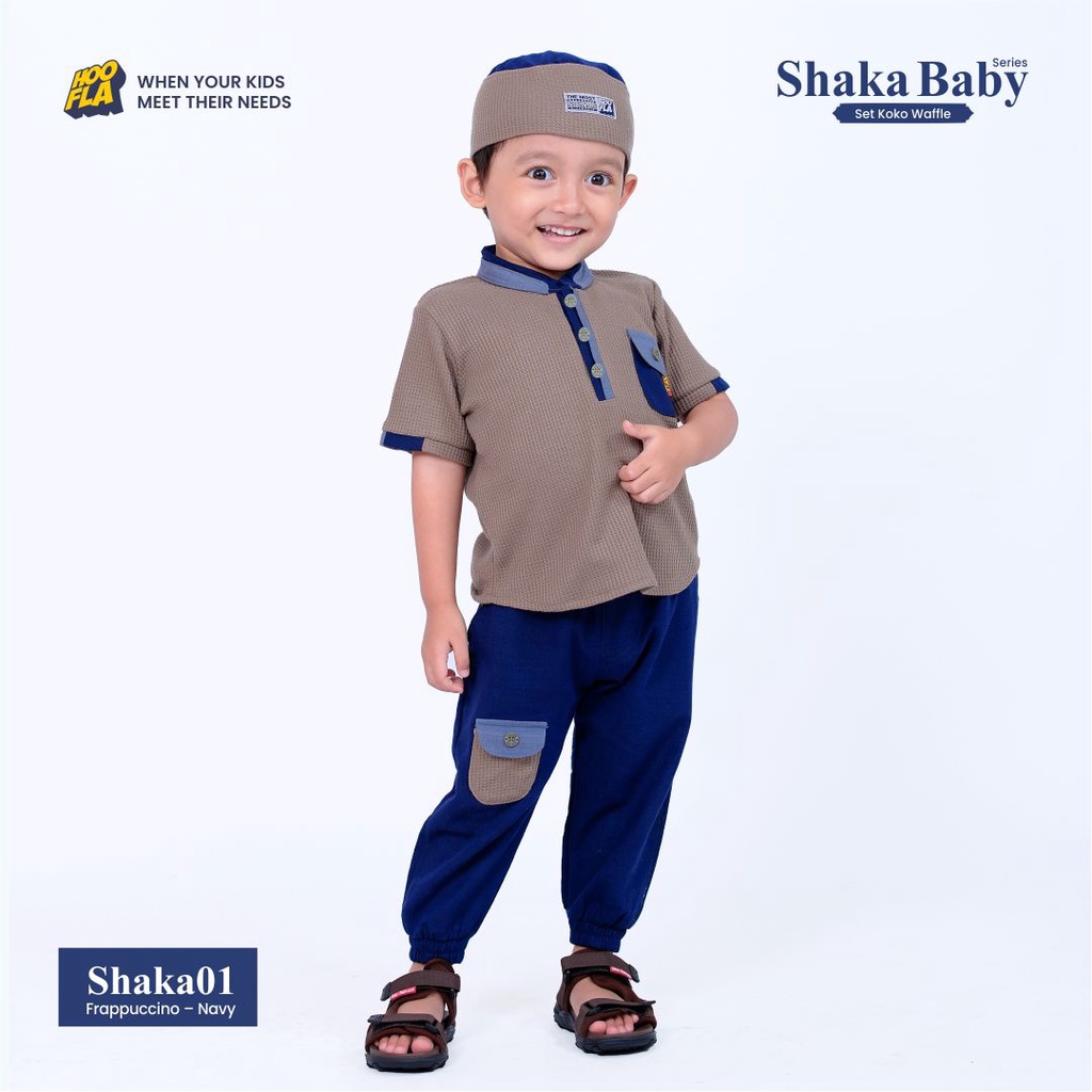 Hoofla Kids - Baju Setelan Koko Anak Bayi Laki Laki Terbaru Free Peci Set Shaka Baby Series Usia 6 Bulan Sampai 5 Tahun