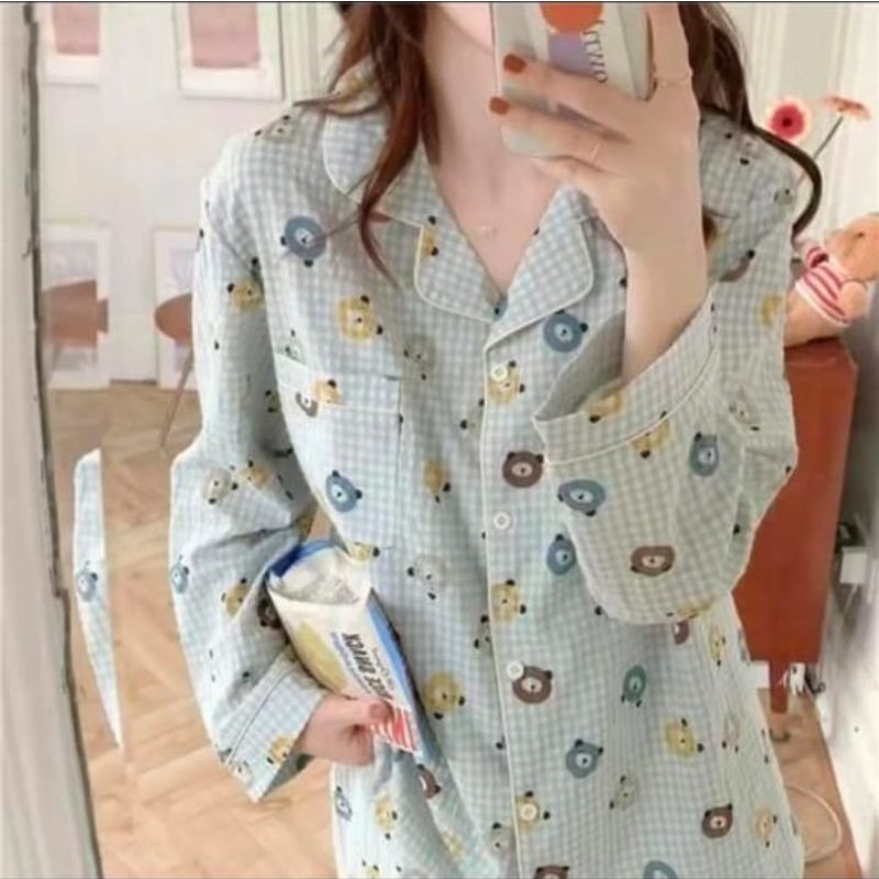 Piyama Import Wanita  Murah Baju Tidur Lengan panjang Piyama Korea Taehyung PP