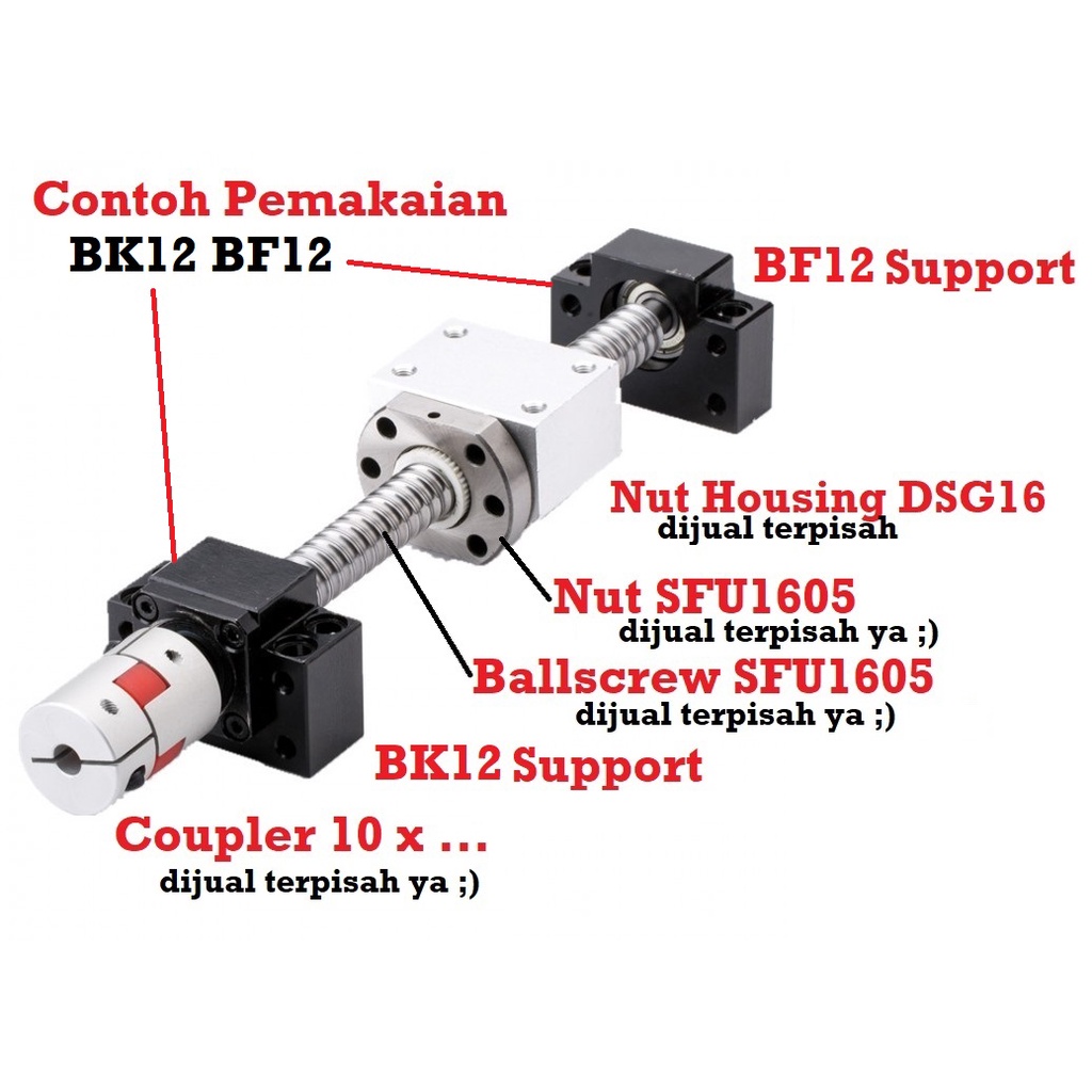 [HAEBOT] BK12 BF12 BK BF 12 End Support Ballscrew SFU1605 Ball Screw Pillow Bearing Block 12mm 1605 Holder Shaft Screw