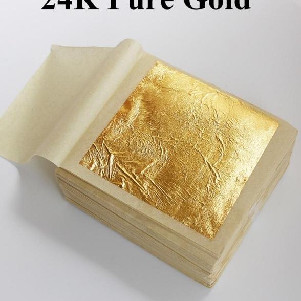 

(ORIGINAL) Edible Gold leaf bisa dimakan 24k sise 4.3cm (70.000 isi 10 sheets)