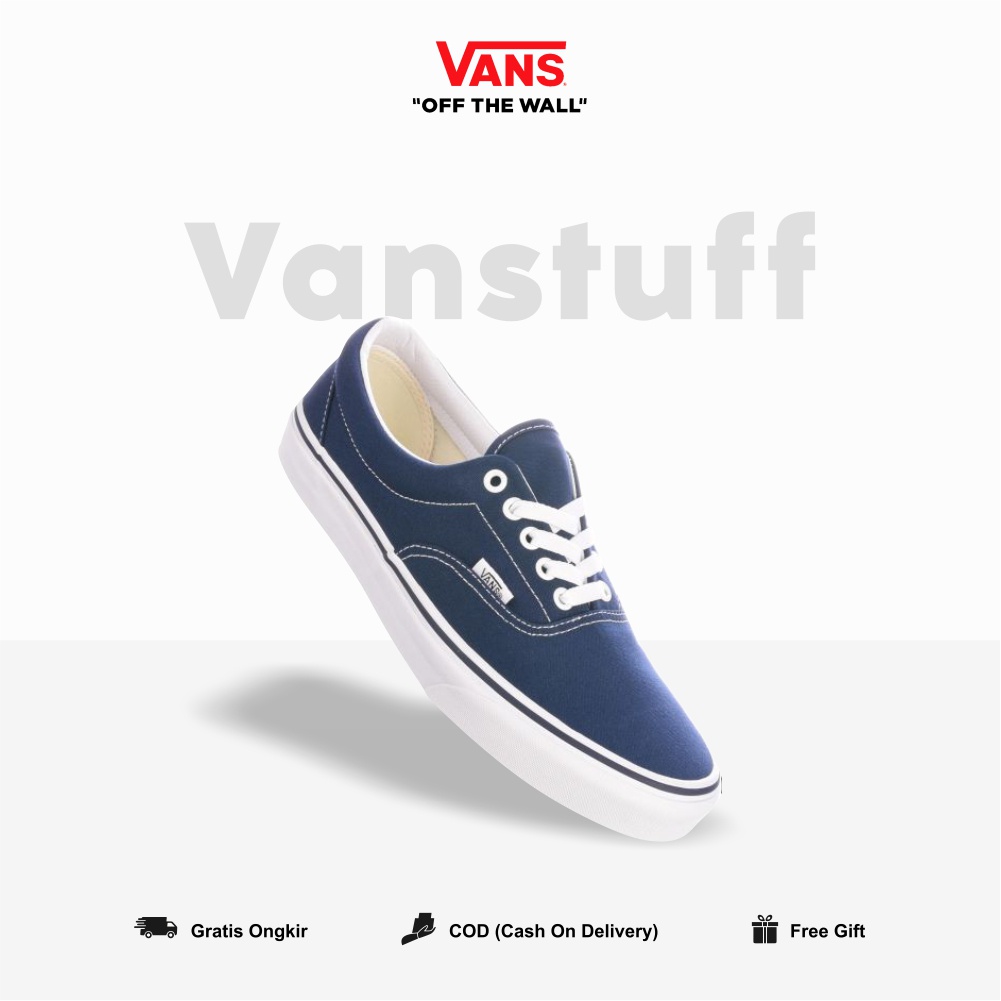 Vans Era Clasic Navy White Original  BNIB Couple Pria Wanita Global Market Waffle EVB Ori Authentic Biru Putih