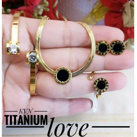 Set Perhiasan Titanium Wanita Dewasa Terbaru Gold Cantik Import 2303a3