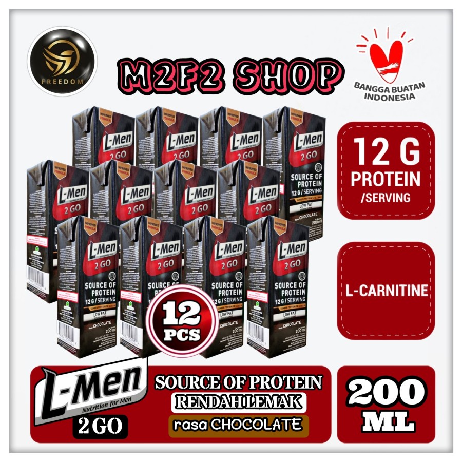 

L-Men High Protein 2 Go Low Fat Cokelat UHT Kotak - 200 ml (Kemasan 12 Pcs)