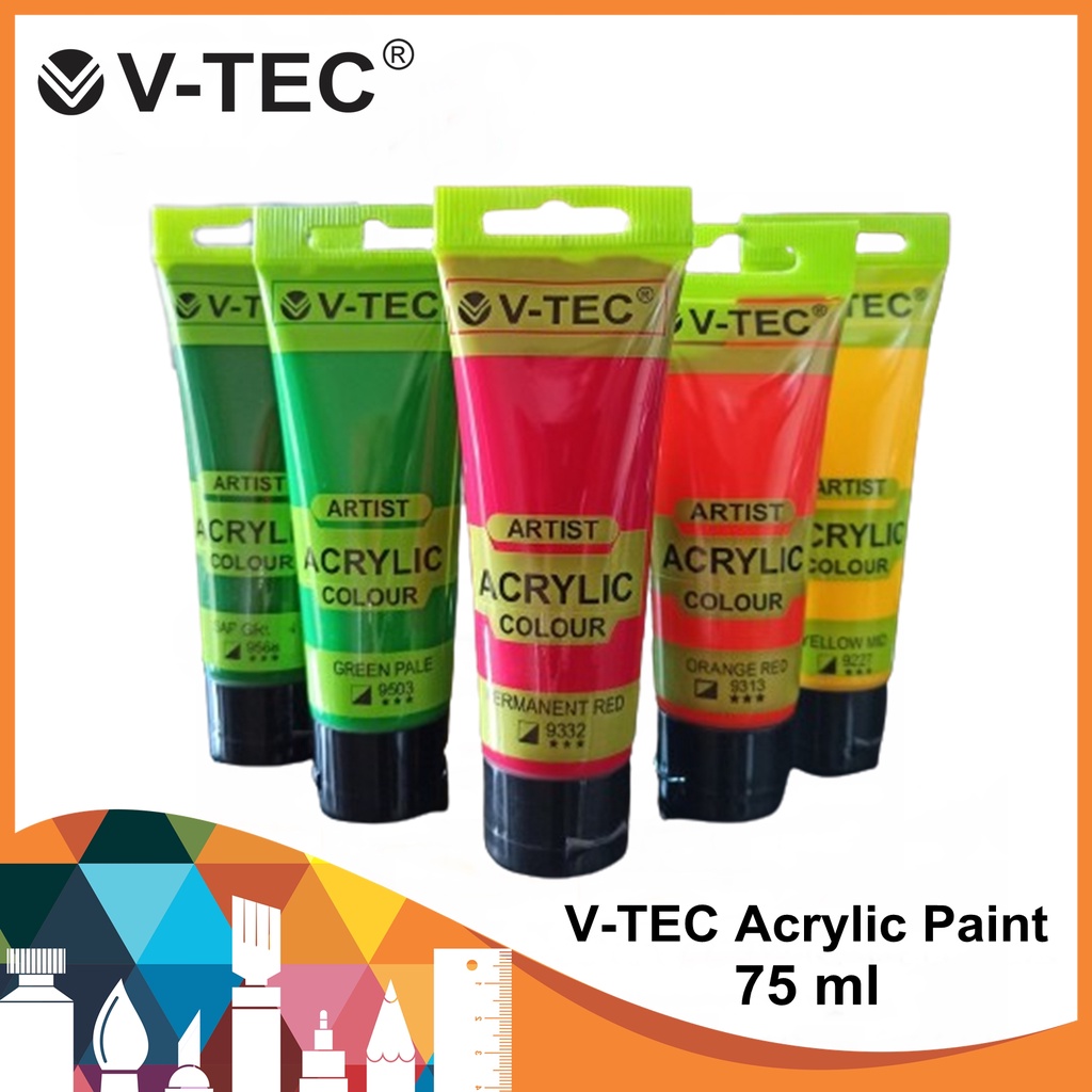

V-Tec Acrylic Paint Tubes 75ml / Cat Lukis / V-Tec Acrylic 75ml / Cat Acrylic / V-Tec / Pilihan 1