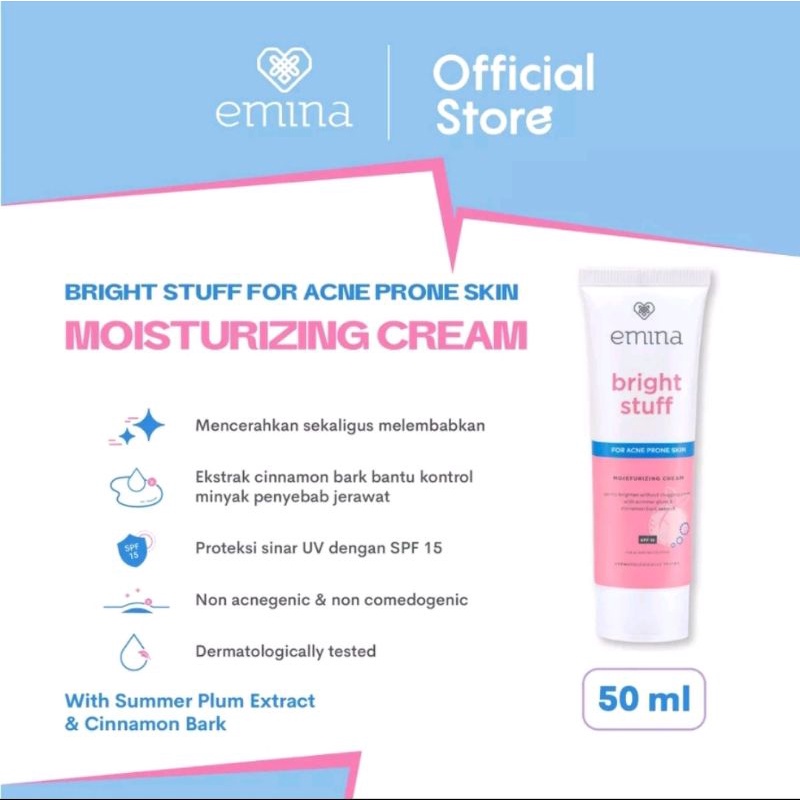 Emina Bright Stuff For Acne Prone Skin Moisturizing Cream 20ml (100% Original)