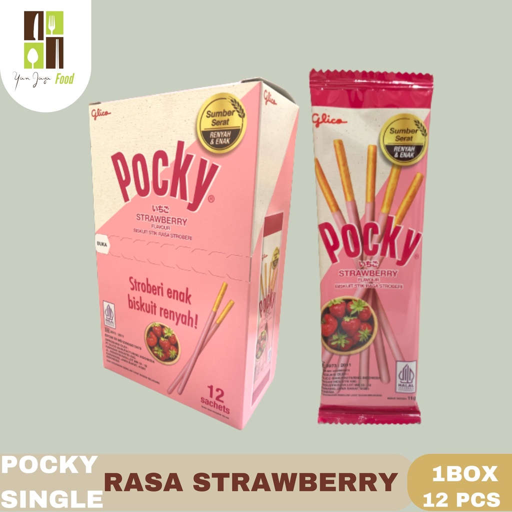 Glico Pocky Single Biscuit Stick Rasa Chocolate/ Rasa Strawberry 1 Box