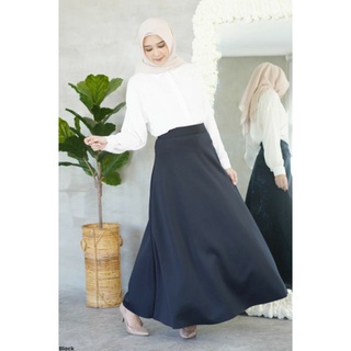 Rok Kerja Scuba Bawahan Rok Hitam Line A/Rok Kerja Line A Scuba Premium Flare Skirt Wanita Dewasa