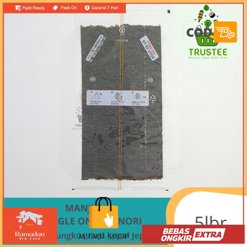 

Manjun Triangle Onigiri Sushi Nori Wrapper / Rumput laut/ Seaweed 5lbr - Original