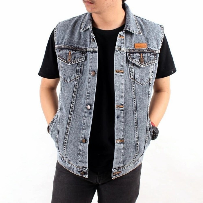 Best Premium Rompi Jeans Denim Levis Pria Cowok Jumbo Murah Bagus Keren