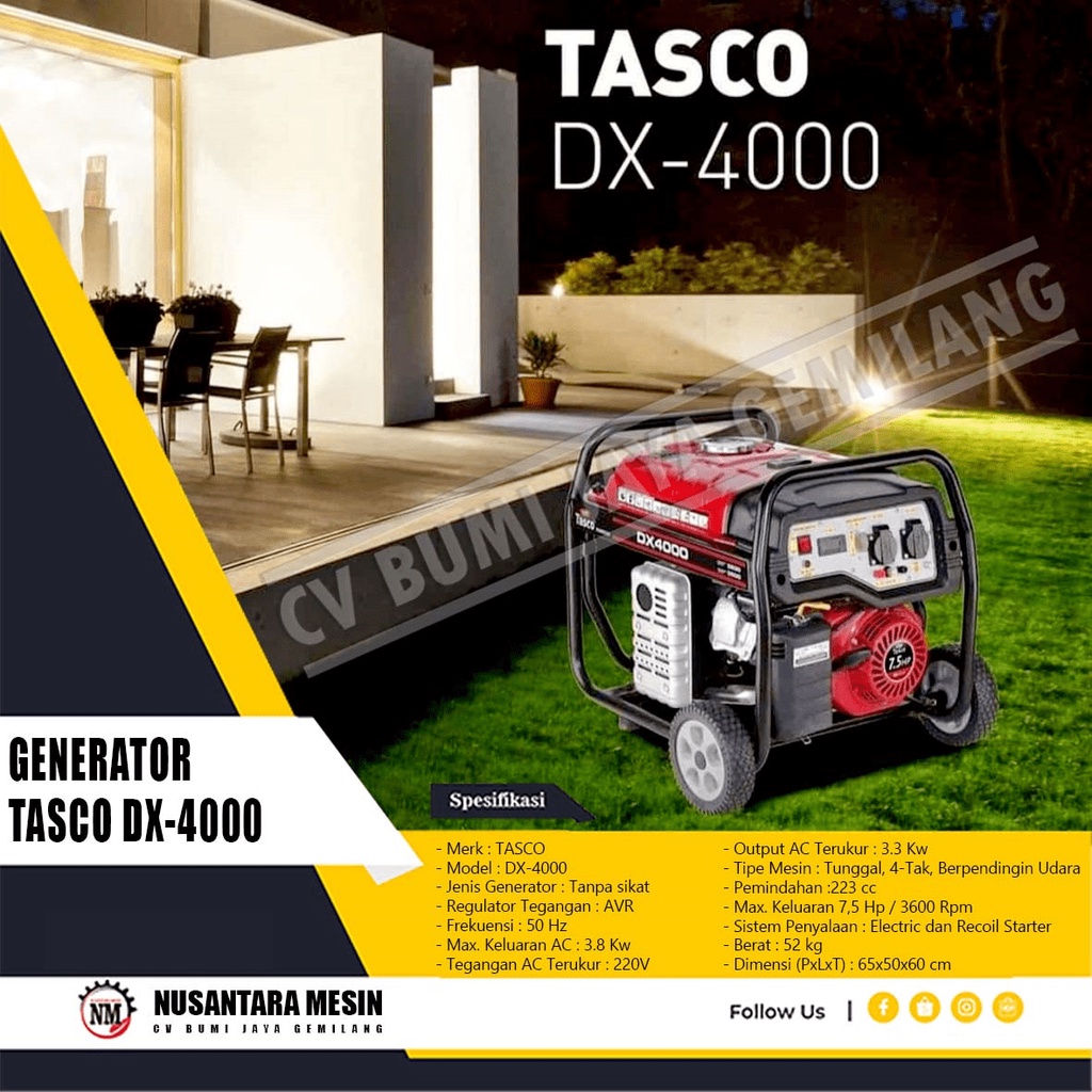 MESIN GENSET / GENERATOR SILENT TASCO DX 4000