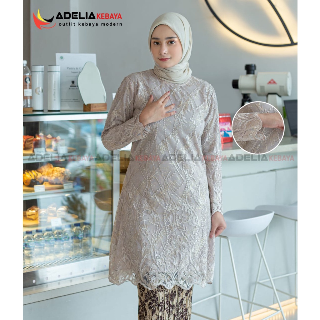 kebaya tunik erina - baju kebaya tulle bordir - model kebaya terlaris 2023 - stelan kebaya outif pesta dan kondangan