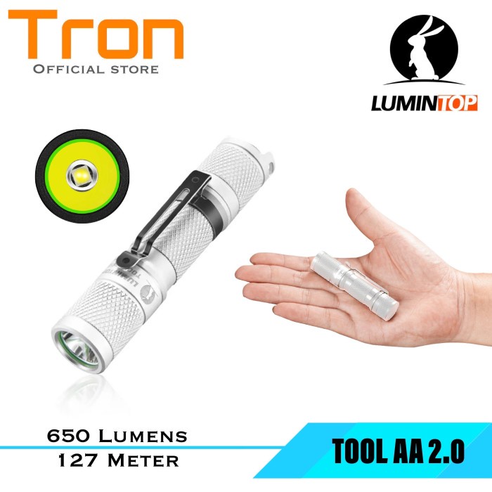 Terlaris Lumintop Tool Aa2.0 White Flashlight Senter Led 650 Lumens 127 Meter