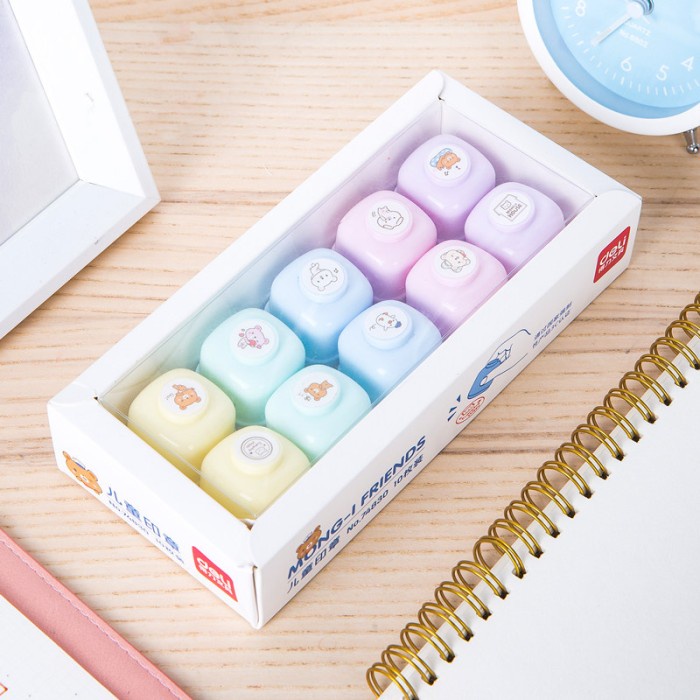 

Terlaris Deli Stempel Gambar Kartun 10 Pcs/Box Dengan 4 Warna Cerah 74830