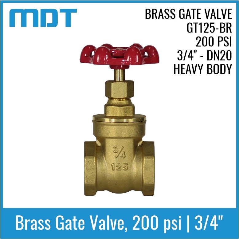 MDT | GT125-BR | Gate Valve, Brass, 3/4"