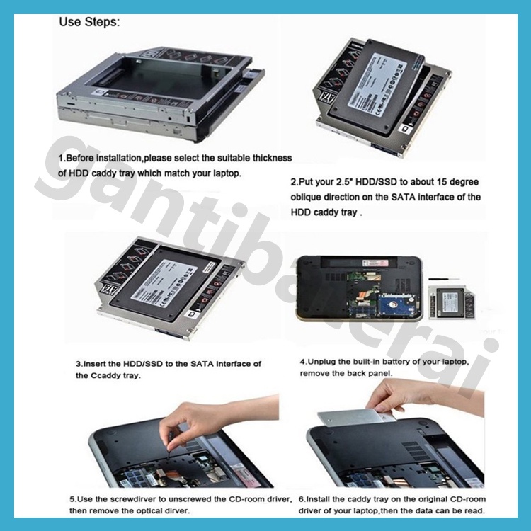 SSD HDD Caddy HP 14-AC 14-B 14-AM 14-AF 9.5mm slim