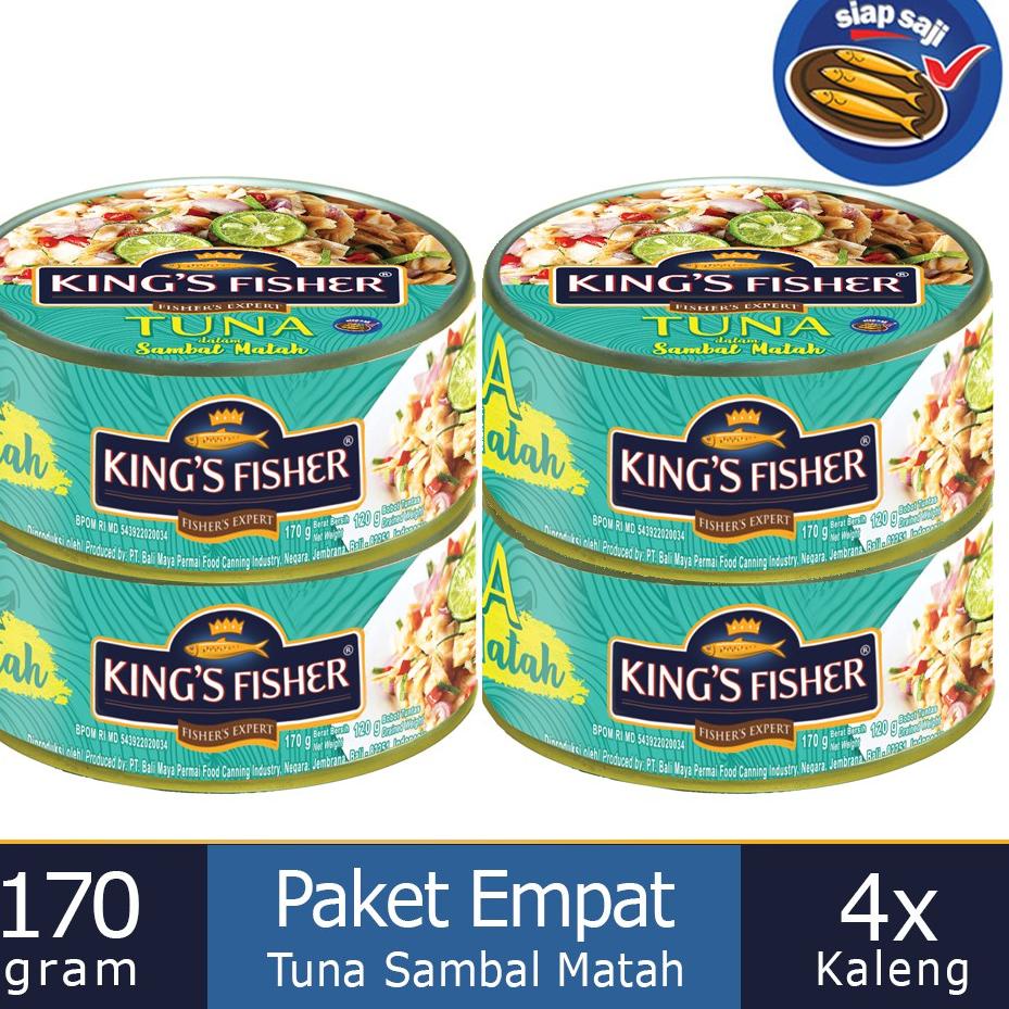 

♩ Paket 4 Pcs King's Fisher Tuna Sambal Matah Daging Tuna Makanan Kaleng 170 g ♘