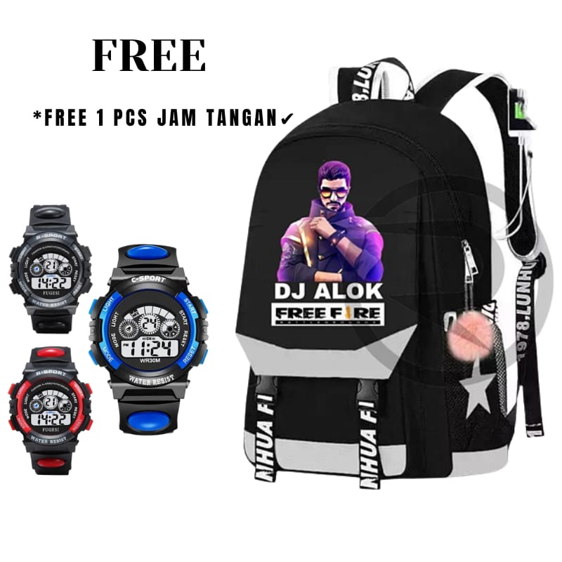 RJ - Tas Ransel Anak Laki laki Backpack Fashion Dj Free Firee ( Bisa Cod )