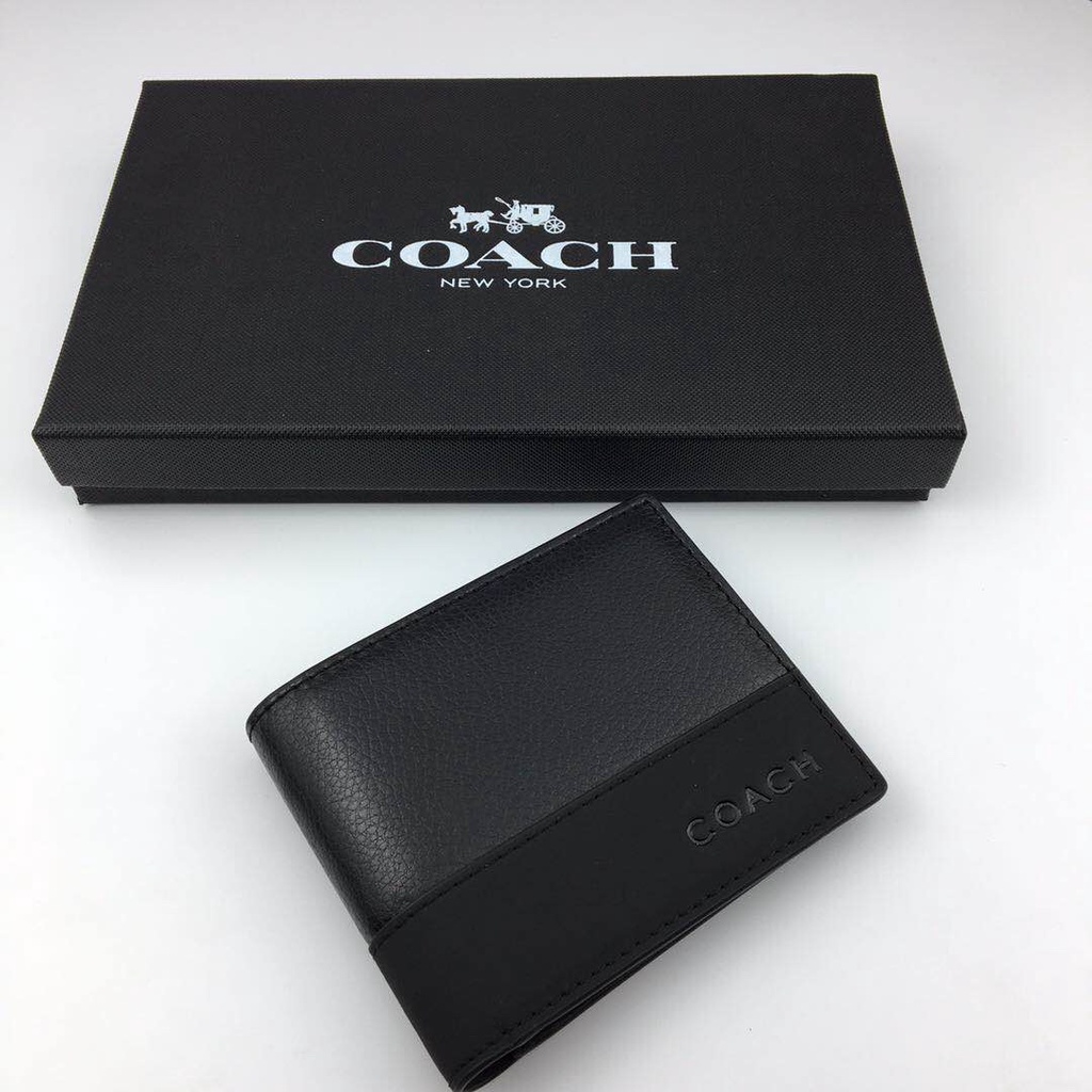 [Instant/Same Day]74634  coach Men Short Wallet Melipat dompet  qianbao