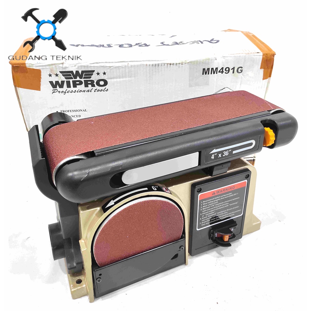 Mesin Belt Sander Duduk WIPRO MM-491G / Mesin Amplas WIPRO MM491G 100x914mm - Belt Disc Sander Machine WIPRO MM 491