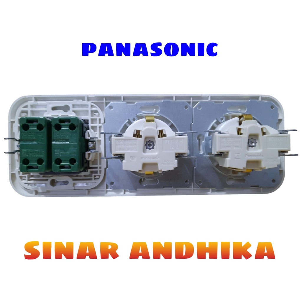 STOP KONTAK DOUBLE (CP) + SAKLAR SERI KECIL INDIKATOR PANASONIC WEJ 7823 212171