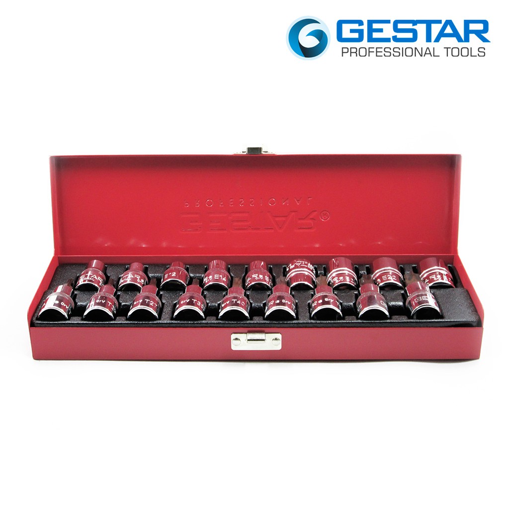 GESTAR/CROSSMAN-Set Kunci Shock 1/2" Drive E-Socket & TORX Bits 18pc 287-030