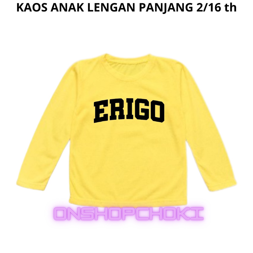 KAOS ANAK LENGAN PANJANG CEWEK/COWOK UNISEX USIA 2/16TH GAMBAR ERI9O KUALITAS PREMIUM