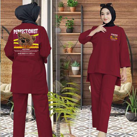 Setelan Wanita LD 128 One Set Wanita Setelan Oversize Jumbo Motif Perfection - Yu Kari