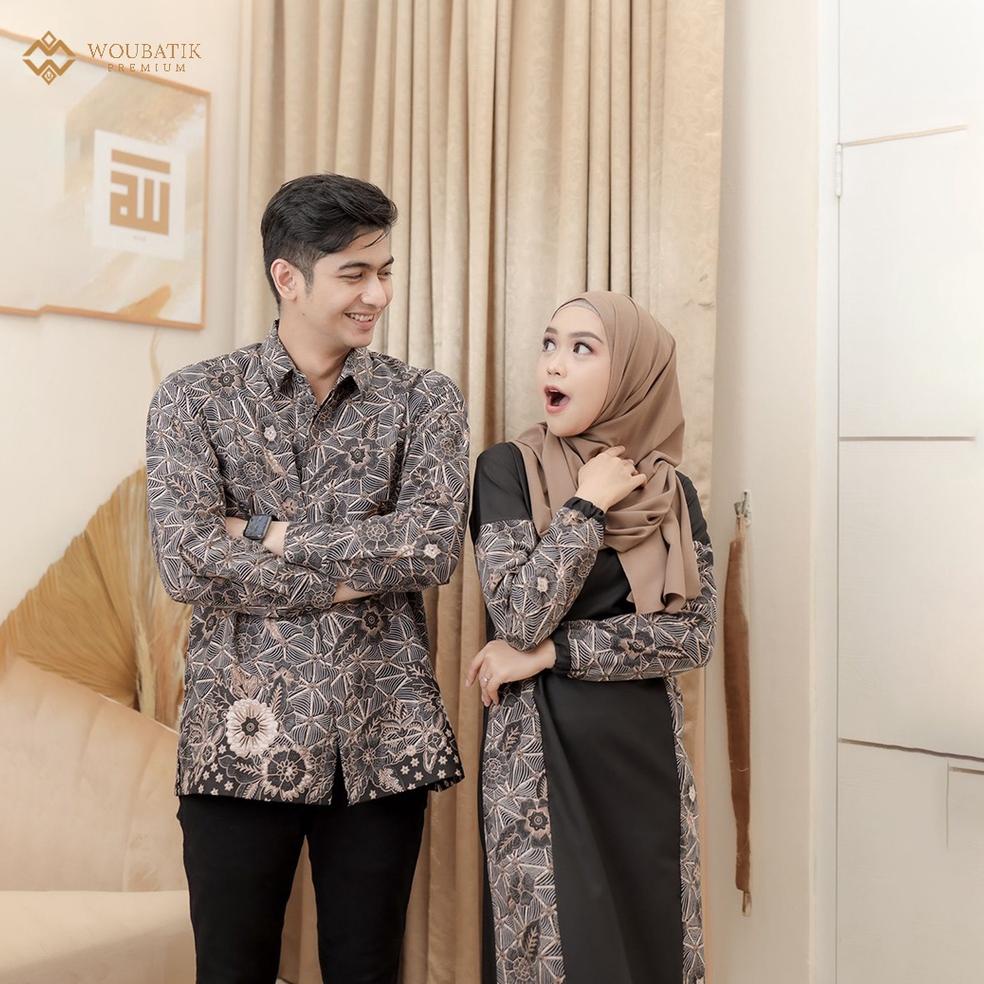 STOK TERBATAS WOU BATIK PREMIUM - Gamis Batik Syari Ria Ricis Dan Teuku Ryan Batik Couple Felisha Ka