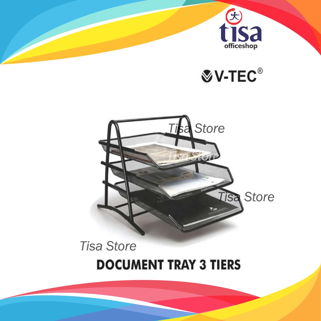 

Rak Dokumen kertas / Elevated Letter Tray 3 Susun Besi Vtec/Pisces