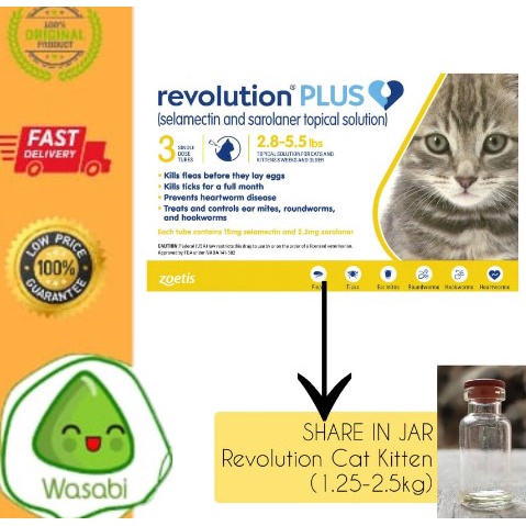 REPACK Obat Kutu Kucing Anakan REVOLUTION PLUS KITTEN GOLD 1,25 - 2,5kg