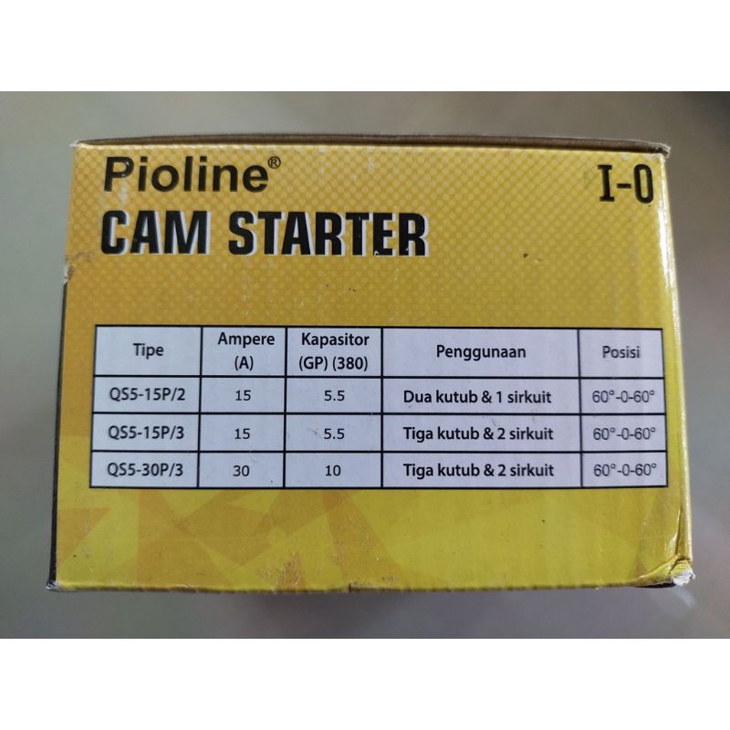 Pioline Cam Starter QS5-15P/2 I O Genset Stater Handel Handle PLN 2P 15A GA Pioline CAM STARTER I - O 15A PIOLINE Cam Starter (ON-OFF) Pioline / Handle 2P 15A I - 0 / 3P 15A I - II (ON - OFF) / Ohm Saklar Pioline