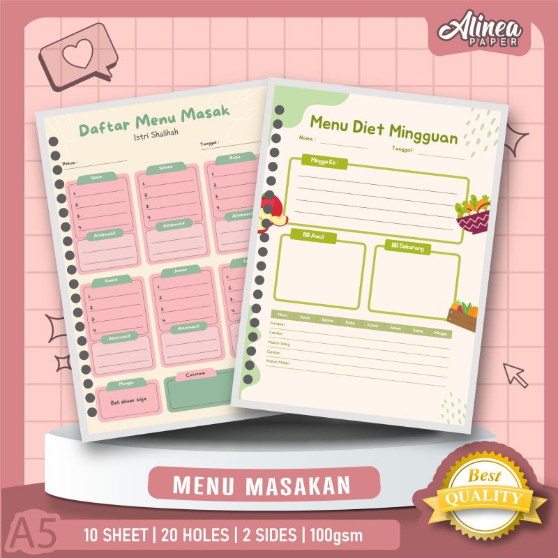 

[JUAL RUGI] Loose leaf binder A5 | Daftar menu masakan | Daftar menu diet harian | Binder A5 | Catatan Istri | Isi Kertas File Notebook