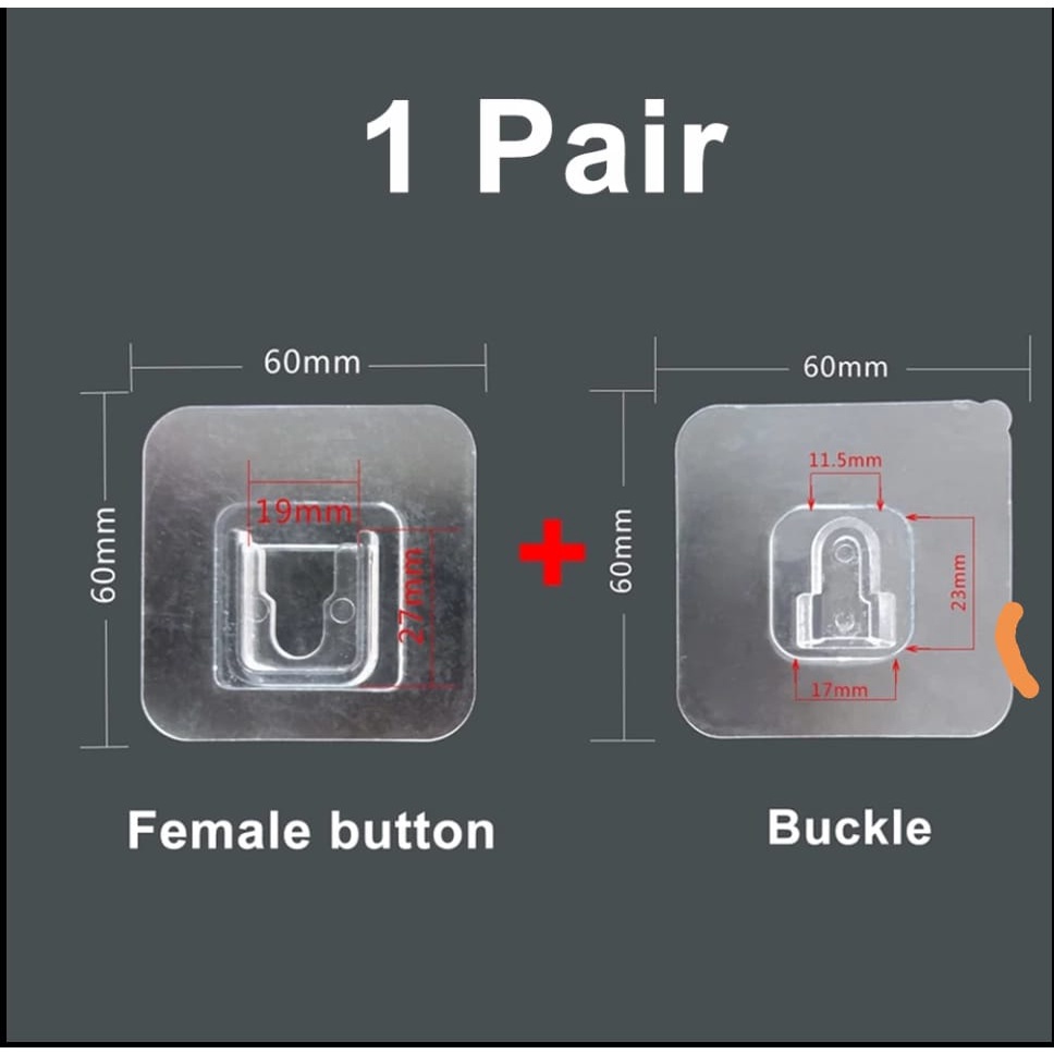 GPO Sepasang Gantungan Tempel Socket Hook Gantung Plus Minus Kualitas Premium Double Tape Nano