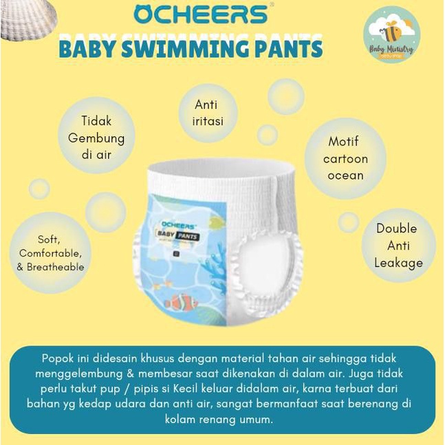 OCHEERS - PREMIUM POPOK BERENANG ANAK / POPOK RENANG / SWIM PANTS / popok berenang / popok anti air / swim diaper / baby swimming pants / Nepia Genki Pants XL 26 / bubble diapers / ocean