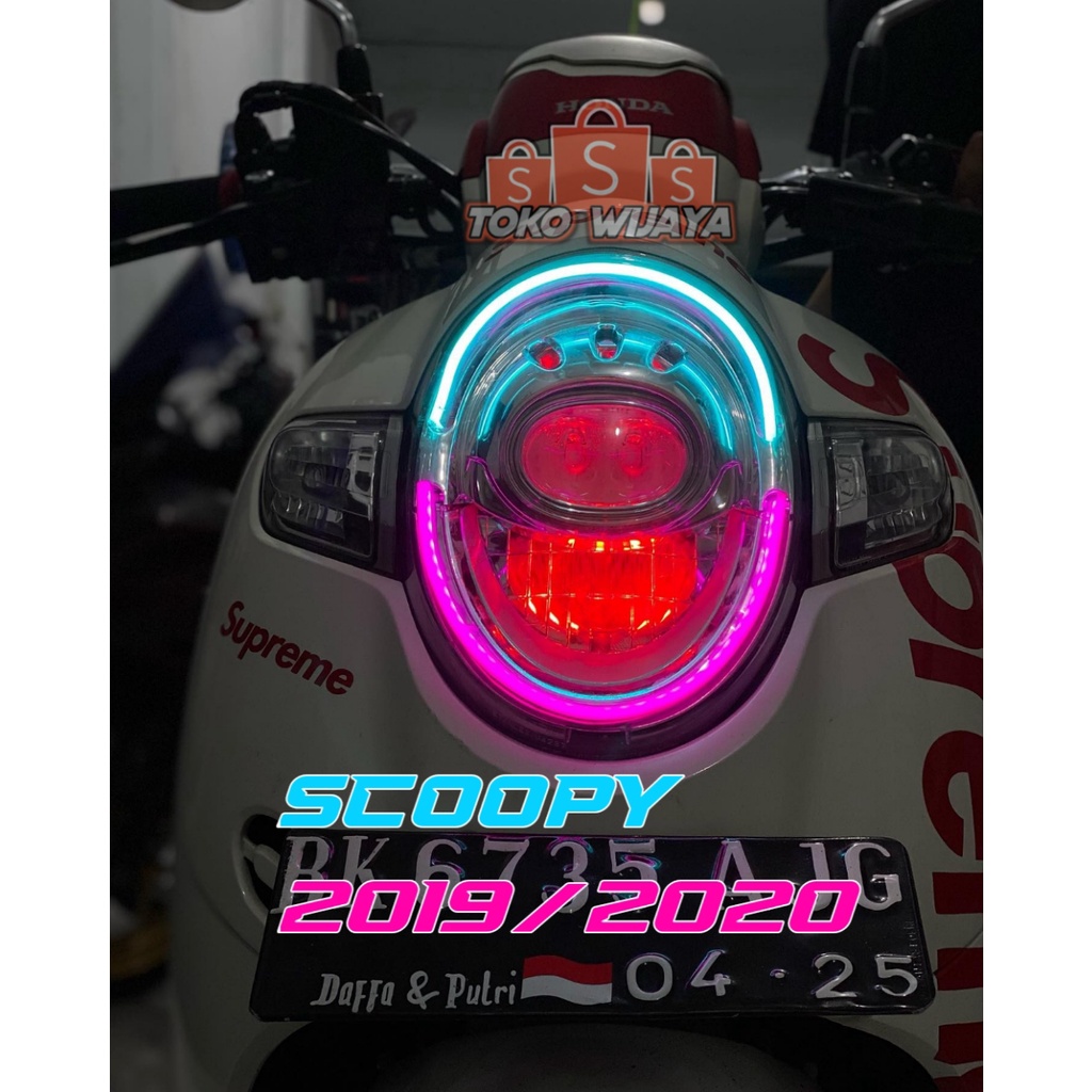 SEPAKET LENGKAP LAMPU ALIS NEON SCOOPY UNIVERSAL BONUS DEMON EYES + SAKLAR ON OFF BY AG REZA SPEED