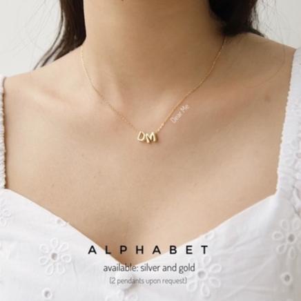 [COD] JF37 Dear Me - Alphabet Necklace (A - M) 925 Sterling Silver with 14K Gold Plating Kalung Wani