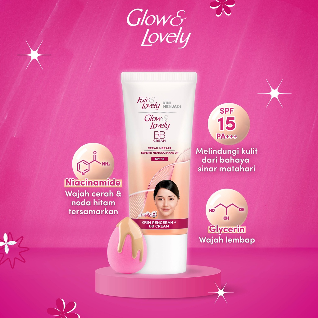 Glow &amp; Lovely BB Cream &amp; Krim Pencerah For All Skin Type SPF 15 15g