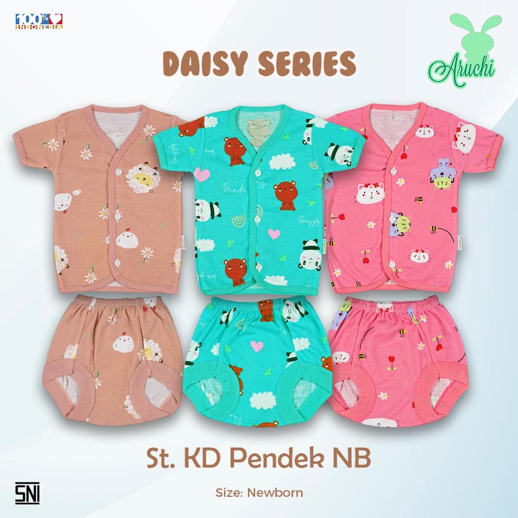 Aruchi Baby Setelan Pendek Celana Pop Motif New born 0-3 bulan - Aruchi baju bayi