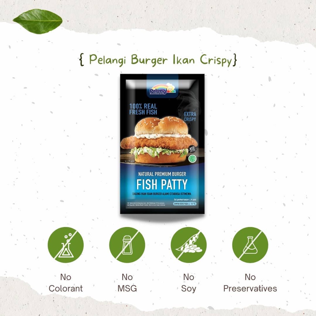 Daging Burger Non MSG - Daging Isi Premium Burger Patty Beef - Chicken - Fish All Variant kemasan 350g Pelangi Anak Frozenfood