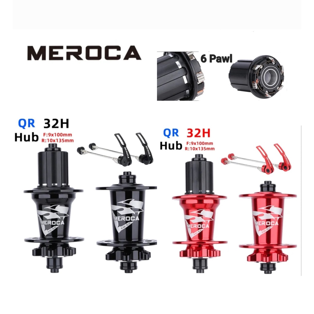 Meroca Hub Freehub QR Quick Release Hub Sepeda 5+2 Bearing 6 Pawl 32 Hole