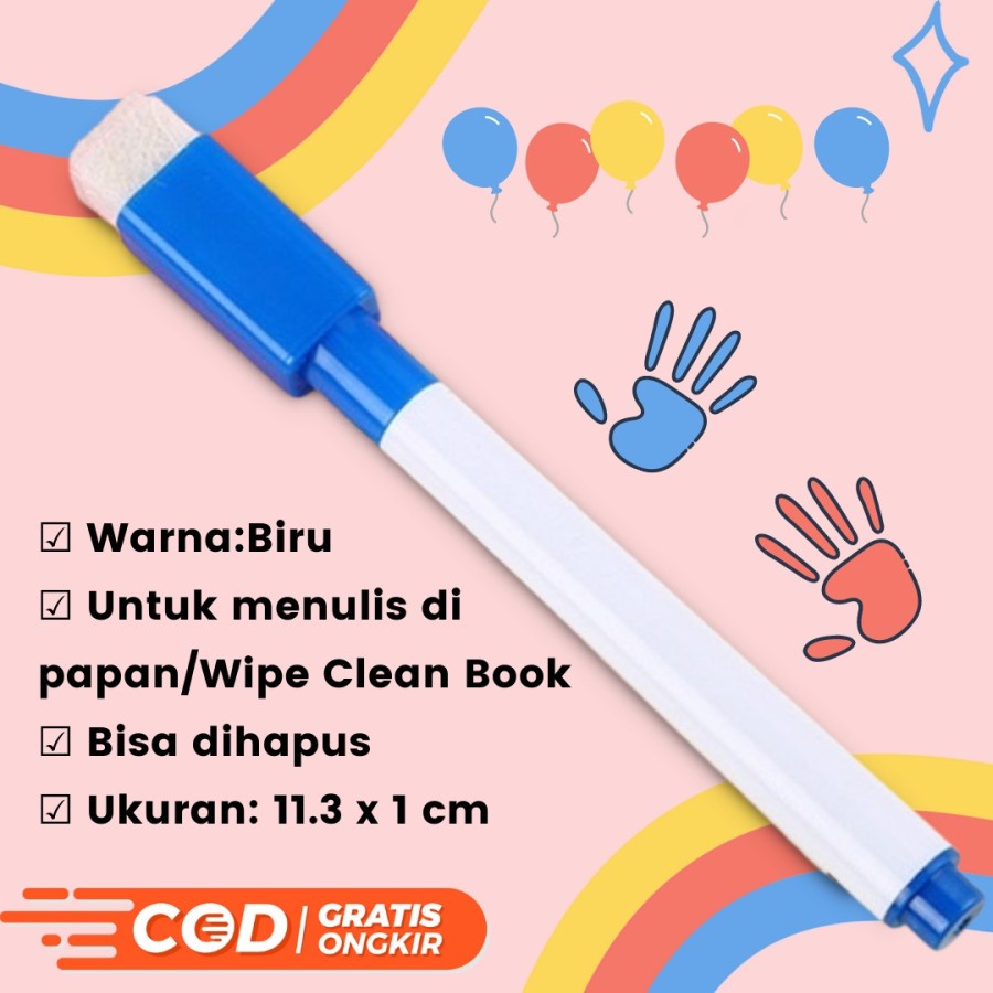 MAB SPIDOL WIPE CLEAN WARNA BIRU