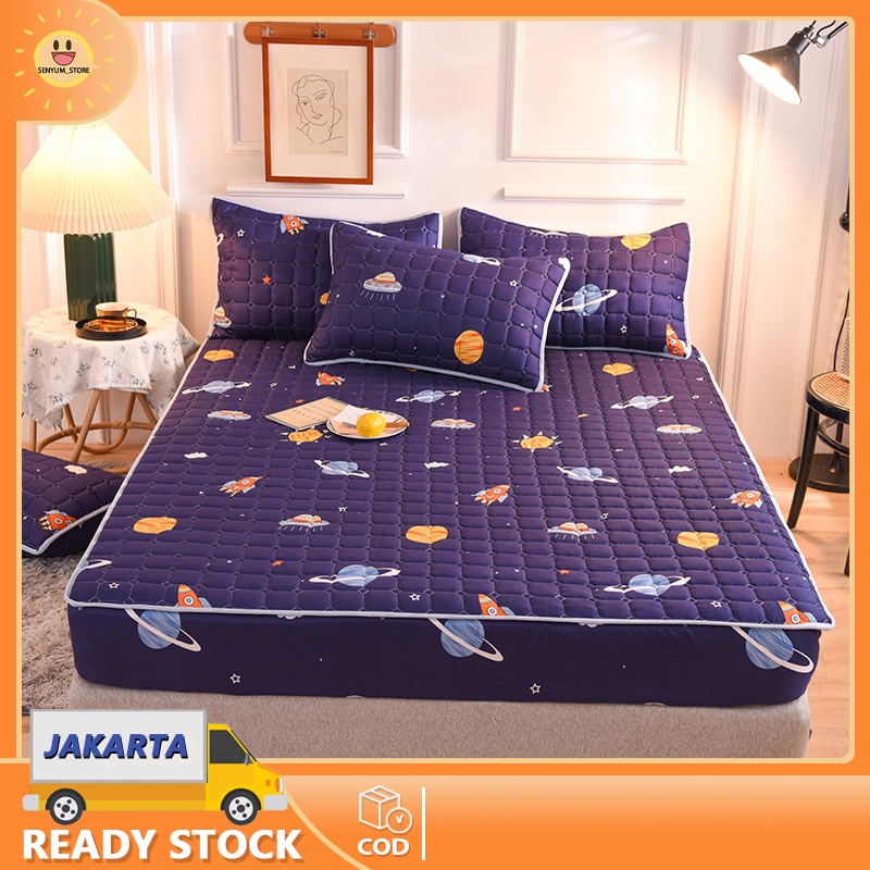 SPREI WATERPROOF SULTAN MOTIF ANAK ROKET DINO BINTANG KUCING POLOS UKIR UKURAN 180X200 160x200 120x200