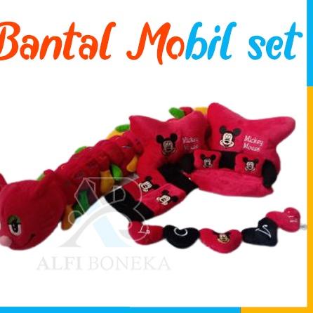 ✵ Paket Bantal Mobil dan bantal leher - Bantal sandar Mobil set murah - bantal mobil 6in1 boneka luc